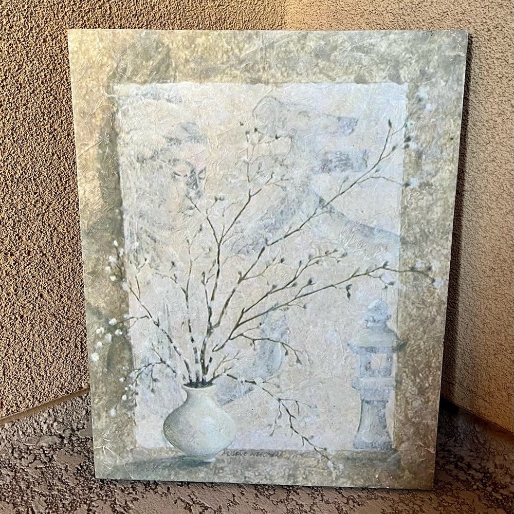 Vintage flowers texture painting 15/20 inches - Picture 10 of 10